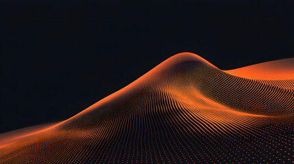 Abstract Orange and Black Digital Landscape  Data Wave Visualization