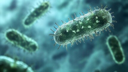 Fototapeta premium Giant phage battles bacteria, showcasing the potential of innovative antibiotic strategies.