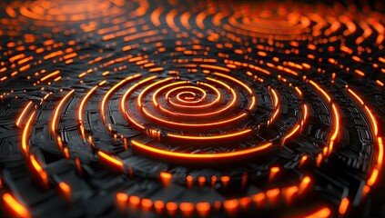 Abstract glowing circles on dark surface