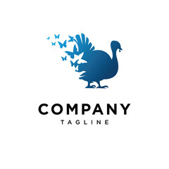 Turkey And Butterfly logo Icon vector