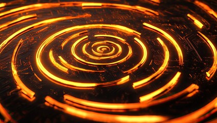 Abstract glowing circuitry spiral design