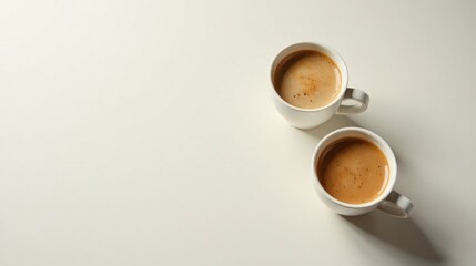 Two Cups of Aromatic Coffee on a Pristine White Surface, Ideal for Relaxation and a Moment of Peace