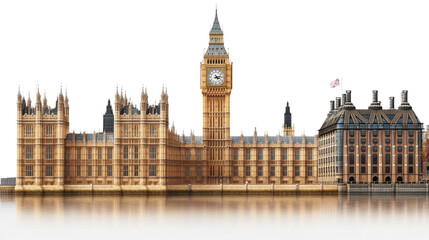 Fototapeta premium Westminster's Majesty: A detailed view of the iconic Big Ben and the Palace of Westminster, rendered in a realistic style.