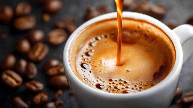 Freshly Poured Espresso Shot   Aromatic Caffeine Boost for the Morning