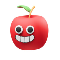 red apple cartoon groovy 3d illustration