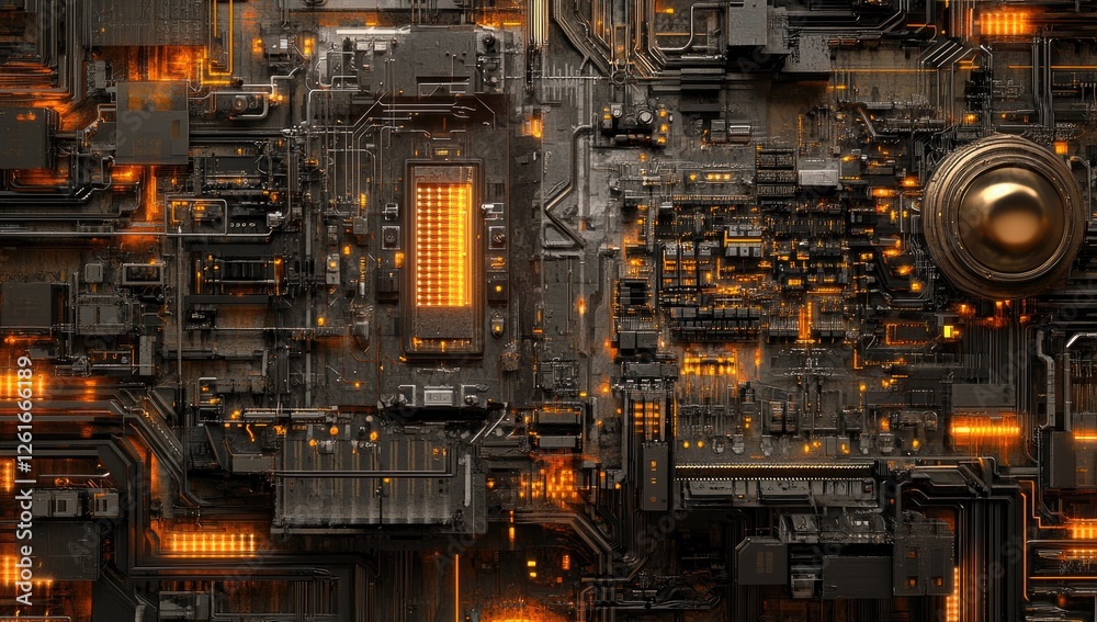 Aufkleber Futuristic Circuit Board with Illuminated Components