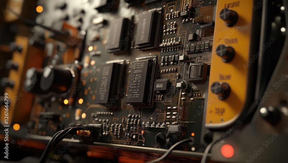 Aufkleber Close-up Circuit Board with Controls in Tech Lab