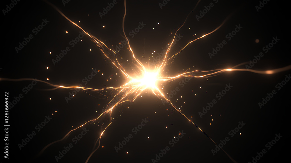 Wall mural neural network light burst with radiating trails dark background for data visualization innovation