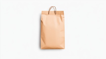 Simple brown paper bag with handles on a white background, ideal for packaging or shopping