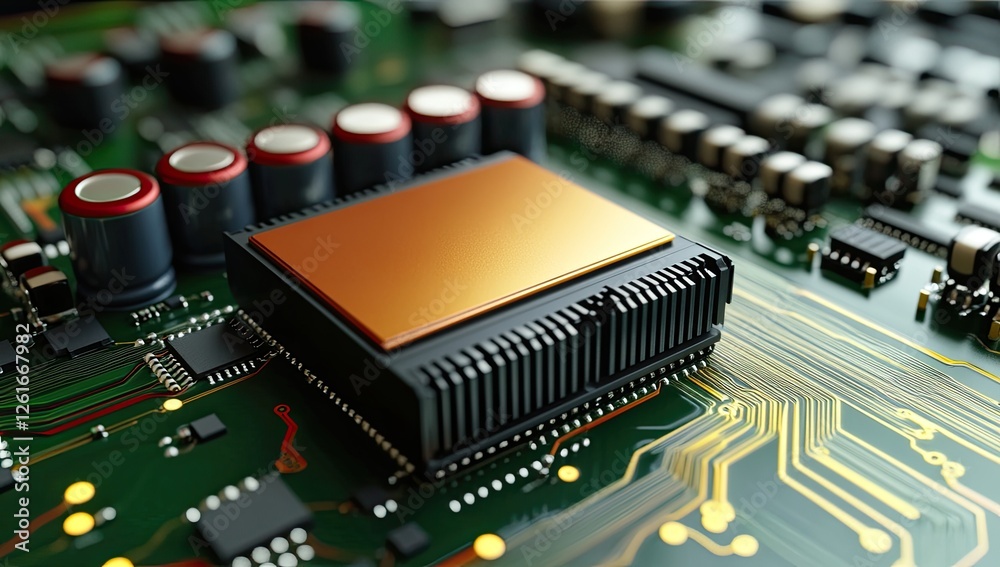 Aufkleber Closeup CPU on Circuit Board with Components