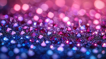 Vibrant abstract background with shimmering gems and bokeh effects in rich colors