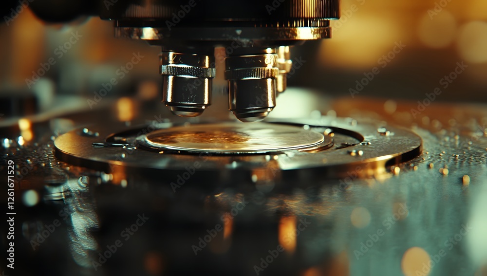 Poster Lab Microscope Focusing on Sample