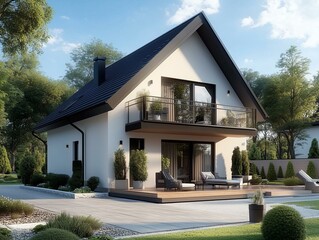 Modern Cottage with Balcony and Garden in a Serene Neighborhood