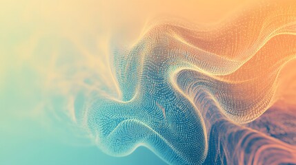 Fototapeta premium Abstract wavy patterned surface formed from many tiny glowing spheres
