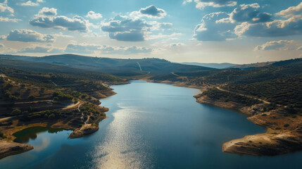 Fototapeta premium Aerial View of Reservoir