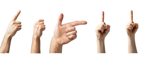 Hand Gestures Variety Pack: A collection of diverse hands showcasing a variety of gestures, including pointing, beckoning, and counting, offering a versatile resource for communication and design.