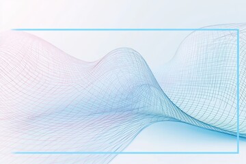 Tilted 3D wireframe with pastel blue edges offers ample negative space, enhancing its sleek presentation.