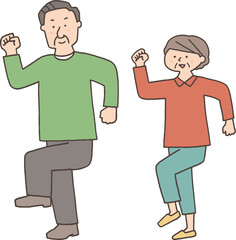 元気に歩くシニア夫婦