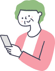 スマホを操作するシニア女性