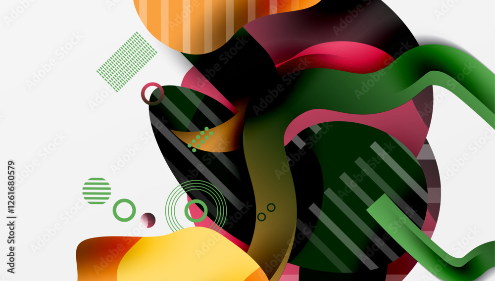 Poster Vibrant abstract background overlapping shapes