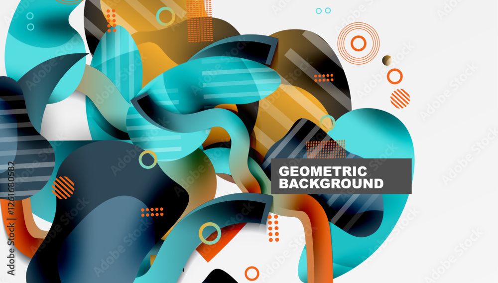 Poster vibrant abstract background overlapping shapes