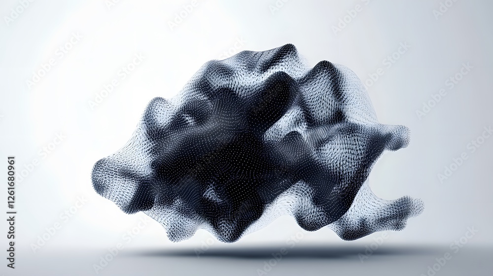 Wall mural abstract shape consisting of numerous points floating over surface