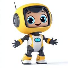 Friendly Robot Cartoon Character for Children in Bright Colors