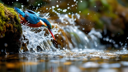Fototapeta premium Bird water splash 