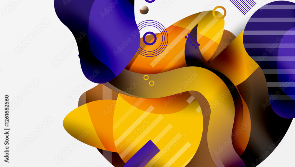 Poster abstract liquid shapes and lines background