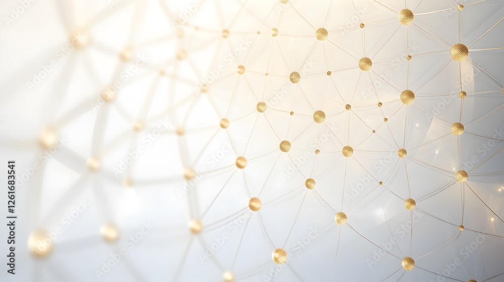 Wall mural gold spheres connected with lines create an abstract network design