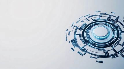 Fototapeta premium Abstract Technology Interface: An abstract circular design, showcasing a futuristic digital interface with a captivating blend of light and shadow.