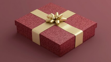 Elegant Burgundy Gift Box with Gold Ribbon and Bow