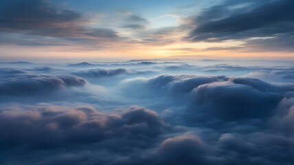 Obraz premium A captivating view from above the clouds, highlighting their beauty and majesty, and the vastness of the sky.