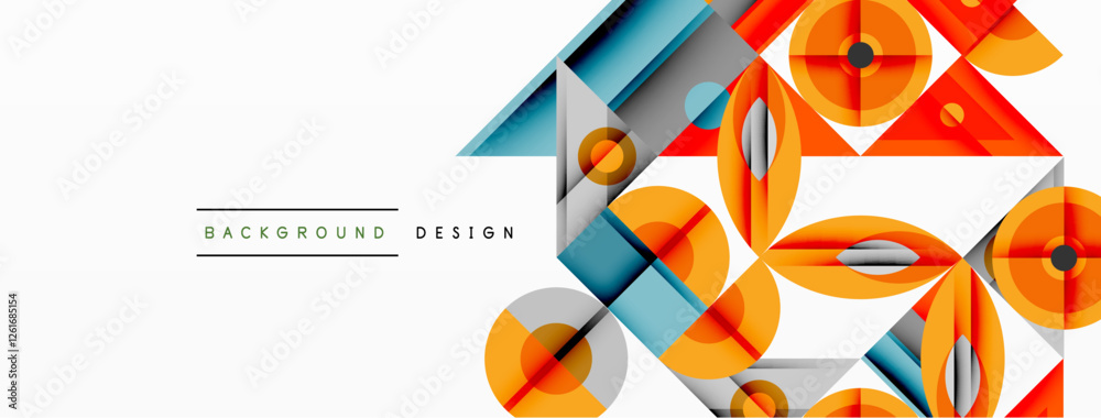 Aufkleber Dynamic geometric composition with sharp angles, circular forms, and gradient colors