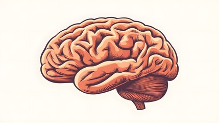 Anatomical illustration displays detailed human brain lateral view