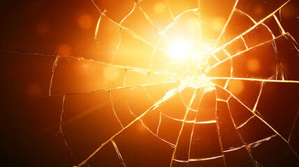 Shattered Reality Bright Sunburst with Broken Glass Texture Explosions in Copper Tones Display