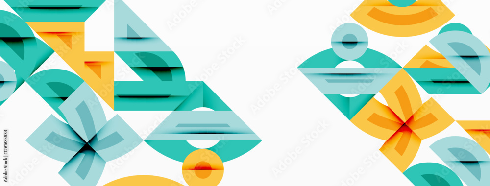 Aufkleber Abstract geometric background with shapes, featuring circular and rounded elements. Bold contrast, smooth gradients, dynamic composition, futuristic style