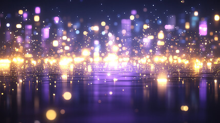 Obraz premium Shimmering Lights Abstract Reflections on Water Surface Evoking Cityscape at Night Dreamlike Scene