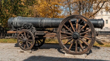 Fototapeta premium Ancient Cannon in Autumnal Setting
