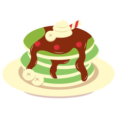 Yummy Pancake Illustration with Flat Cartoon Design. Isolated on White Background.