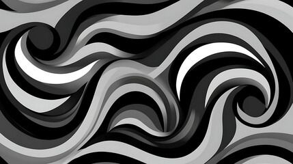Obraz premium Swirling Waves of Monochrome Gradient Curves in a Dynamic Abstract Design Composition