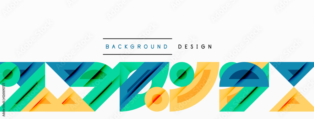 Aufkleber Abstract geometric background with shapes, featuring circular and rounded elements. Bold contrast, smooth gradients, dynamic composition, futuristic style