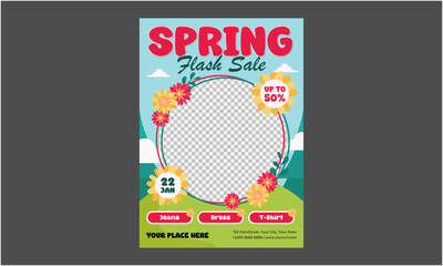 Spring Sale Flyer. Cute abstract pastel vector templates for poster, invitation, card, flyer, cover, banner, brochure, social media, sale, advertising
