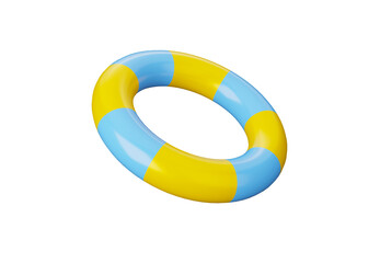 3D illustration lifebuoy ring blue and yellow isolated on white background