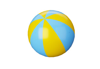 3D illustration beach ball blue and yellow isolated on white background