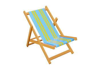 3D illustration beach chair blue and yellow isolated on transparent background.