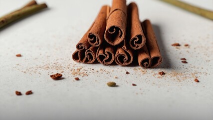 cinnamon stick on white background
