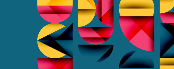 Minimal geometric abstract background. Circle square and triangle design