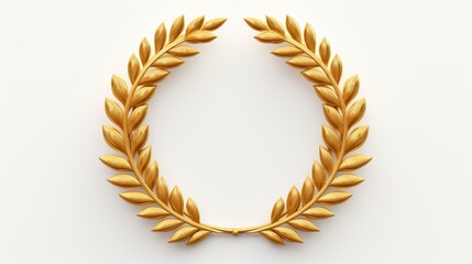 Golden laurel wreath on white background