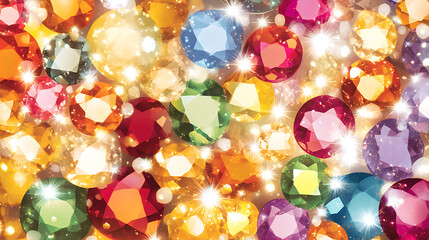 Vibrant Precious Gemstones and Sparkling Highlights an Abundance of Colorful Jewels Treasure